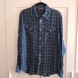 100% Linen Casual Plaid Shirt